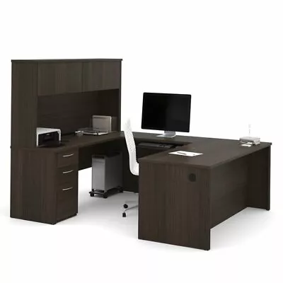 Bestar Embassy 71  U-Desk With Hutch In Dark Chocolate • $1452.50