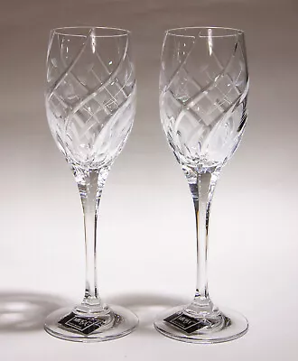 Two Mikasa English Garden Crystal Wine Glasses 8-1/8  NEW IN BOX • $40