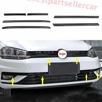 For VW Golf MK7/7.5 2014-2019 Gloss Black Front Bumper Mesh Grille Strip Trim • $88.49