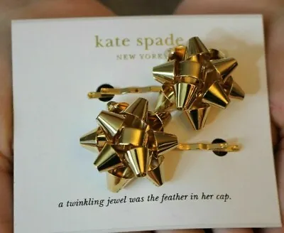 NWT Kate Spade Bourgeois Bow Hair Grip Bobby Pins Holiday Gift! Fun Pin Set Of 2 • $115