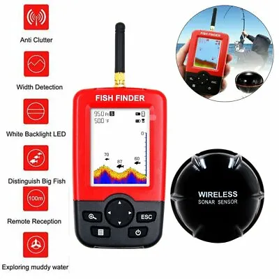 100M Smart Wireless Fish Finder Sonar Sensor Depth Echo Sounder Fishing Tool • £76.48