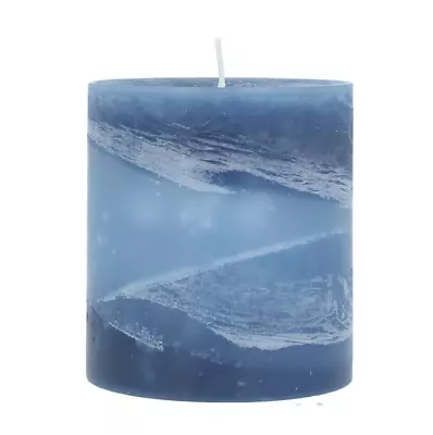 Blue Ombre Pillar Candle Layered Multi Coloured Rustic Candle • £11