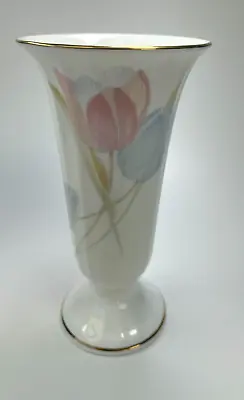 Mikasa Bone China FX009 Swiss Garden Vase Japan 6.15  Tal Floral Gold Rim B30 • $21.99