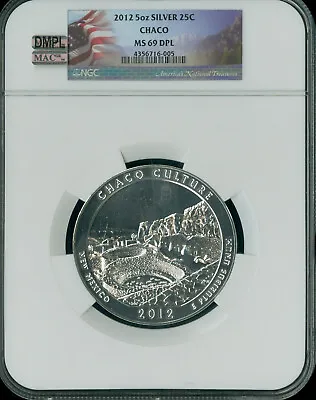 2012 Chaco Park  5 Oz Silver Quarter Ngc Ms69 Dpl  Mac Spotless Pop 221 * • $295