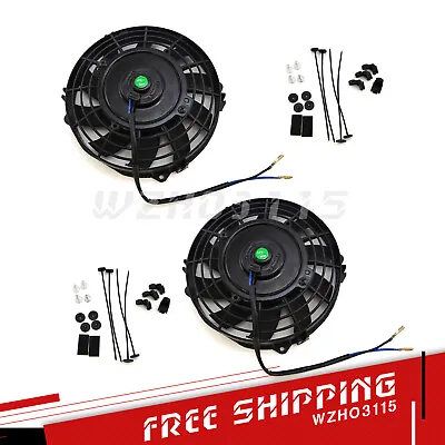 $46.99 • Buy 2x 7  Inch Universal Slim Fan Push Pull Electric Radiator Cooling 12V Mount Kit