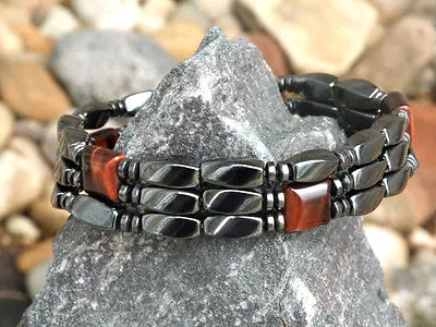 $54.14 • Buy Mens Womens Magnetic Bracelet Anklet SUPER STRONG Clasp RED TIGER EYE 3 Row