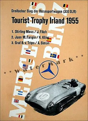 Mercedes Benz 1955 Ireland Vintage Poster Print German Car Racing Advertisement • $19.78