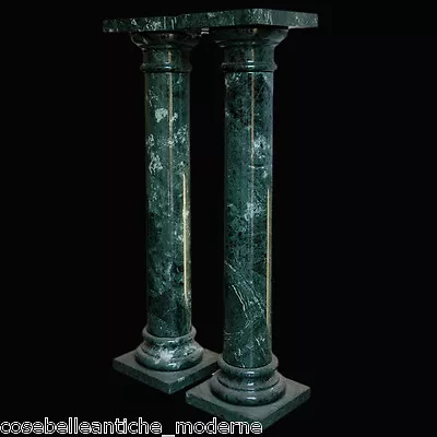 Pair Of Columns IN Marble Green Alps Green Marble Columns Made IN Italy H.100cm • £1348.88