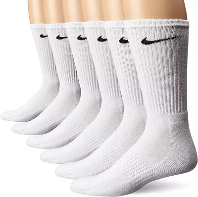 NIKE Dri-Fit Everyday Training 6-Pack Crew Socks Medium (6-8) White • $18.99