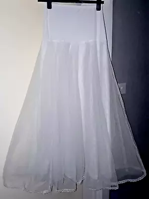 Retro White Long Petticoat Underskirt Size Small To Medium Wedding Prom Ballgown • £10