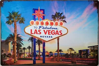 Welcome To Fabulous Las Vegas Nevada Sign 20x30 CM Metal Tin Retro Wall Plaque • £7.85