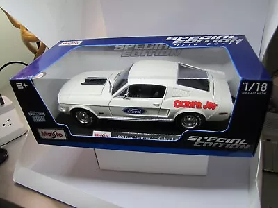 1968 Ford Mustang Gt Cobra Jet 1/18 Diecast Maisto White Exclusive Style • $26.99