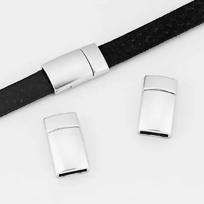 £3.95 • Buy 3Sets Matte Silver 10x3mm Magnetic Clasp For 5mm 10mm Flat Leather Bracelet