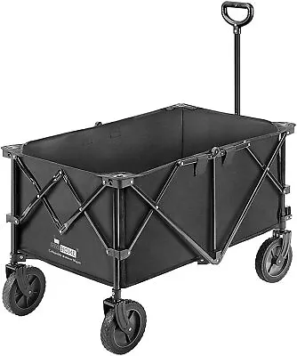 Foldable Pull Along Wagon Garden Trailer Hand Cart Utility Transport Trolley • £57.59