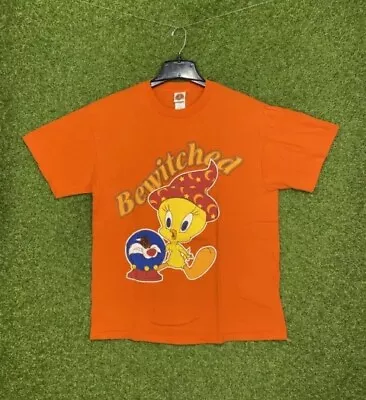 Vintage Looney Tunes Tweety & Slyvester Bewitched T-Shirt Mens Size Large Orange • $19.99