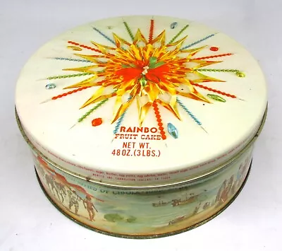 Vintage RAINBO Fruit Cake Tin With Scenes Of Texas History Around Sides  TEXANA • $9.99