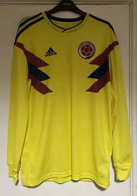Colombia Home Football Shirt Yellow Mens Size Medium Long Sleeve Adidas • £26.99