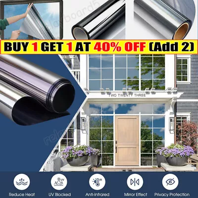 5M One Way Mirror Window Film UV Reflective Privacy Tint Foil Home Glass Sticker • £3.39