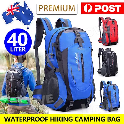 40L Hiking Camping Bag Large Waterproof Backpack Outdoor Travel Luggage Rucksack • $22.95