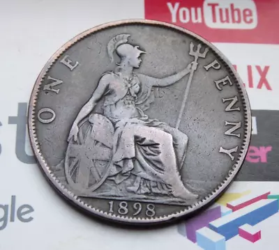 1898 Victoria One Penny Bronze Coin Ref/5027 # • £5
