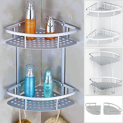 £7.69 • Buy Metal Shower Bathroom Shelf Corner Caddy Basket Shampoo Storage Shelves 2 Tiers