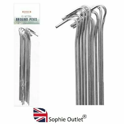 HEAVY DUTY METAL GROUND PEGS Steel Stakes Tent Camping Gazebo Tarpaulin Hooks UK • £24.14