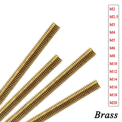 Brass M2 M3 M4 M6 M8 M10 To M20 Metric Thread Rod Bar Fully Threaded Studs Bolts • £2.87