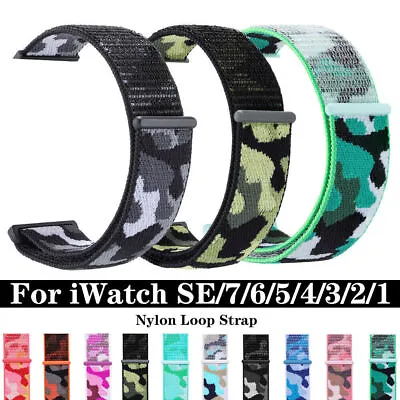 $8.54 • Buy For Apple Watch IWatch Series 8 7 6 SE 42 49mm Nylon Woven Sport Loop Band Strap