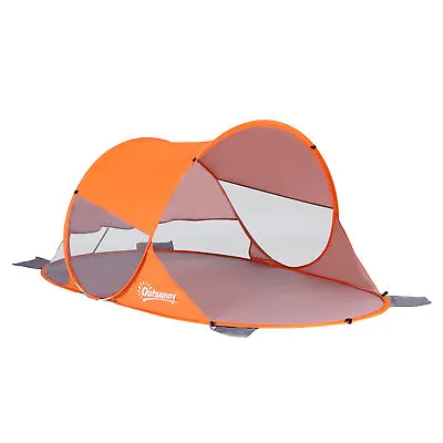 Outsunny Portable Automatic Pop Up Beach Tent Outdoor Camp Shelter Orange • £23.99