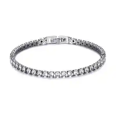 £12.99 • Buy Silver Plated 3mm Tennis Bracelet Created With Zircondia® Crystals