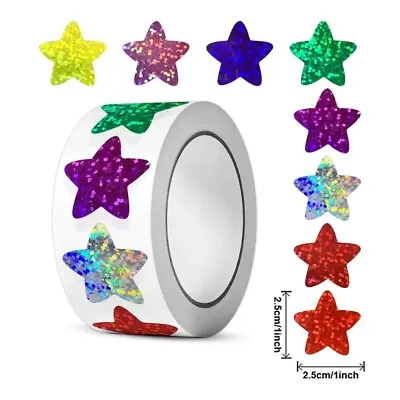 Motivational Sparkling Holographic Star Stickers For Kids School DIY Craft 25mm • £1.99