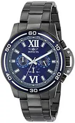 Invicta Specialty Mens Dark Blue Dial Black Stainless Steel Bracelet Watch 15061 • £86.81