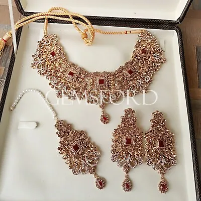 £49.99 • Buy New Style Indian Pakistani Bridal Jewellery Necklace Choker Earrings Tikka Set 