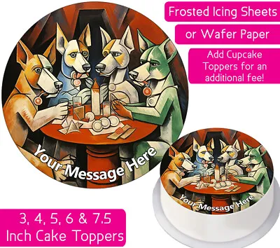 Dogs Playing Cards Edible Wafer & Icing Personalised Cake Toppers Decor Animals • £2.25