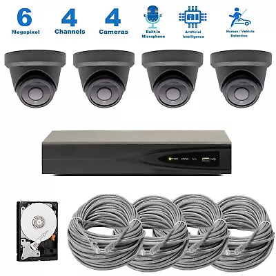 Hikvision 4K NVR 6MP Microphone Outdoor PoE IP  Security CCTV Camera System • $575