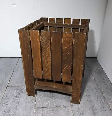 Vintage Antique Mission Arts And Crafts Rustic Oak Wood Plant Box Waste Basket • $225