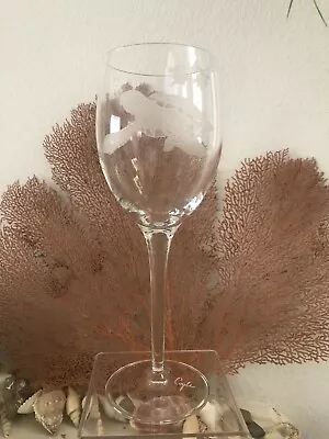 Perry Coyle Etched Sea Turtles Honu Wine Glass Signed 9” • $39.99