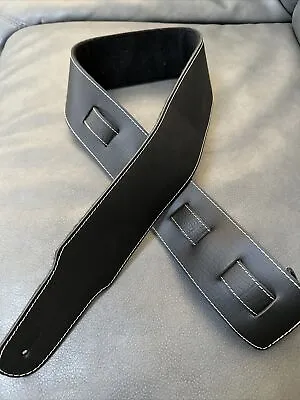 Leather Guitar Strap - Black Lizard  3” Wide • $29