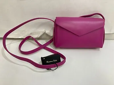 NEW Massimo Dutti (cow) Leather Mini Cross Body Bag Magenta RRP$129 *some Marks* • $39.99
