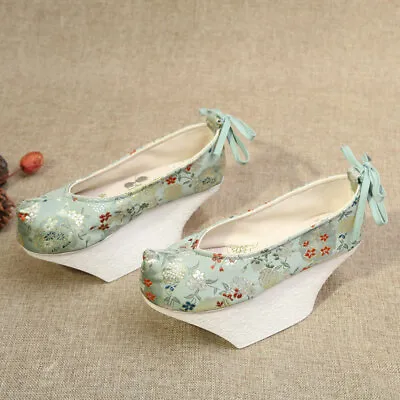 Vintage Chinese Qing Dynasty Palace Retro Opera Cosplay Shoes W/ Ankle Bandage • $51.29