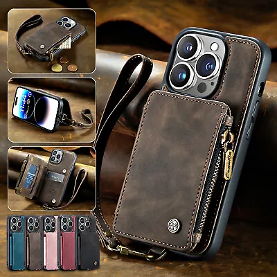 $18.20 • Buy Leather Strap Wallet Card Stand Case For IPhone 14 13 12 11 Pro Max XS XR 8+ SE3