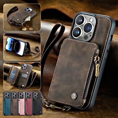 $18.20 • Buy Leather Strap Wallet Card Stand Case For IPhone 14 13 12 11 Pro Max XS XR 8+ SE3