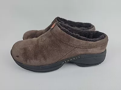 Merrell Primo Chill Slide Womens Size 8 Chocolate Suede Fur Slip On Brown Clogs  • $19.99