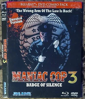 Maniac Cop 3 Collectors Edition Blue Underground Blu-ray EMBOSSED SLIPCOVER ONLY • $17.99