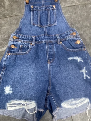 £4 • Buy Girls New Look Denim Dungarees Used Age 11