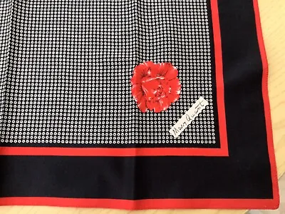 RARE Mary Quant 1960’s Daisy & Red Carnation Square Scarf 65cm X 65cm • £12.95