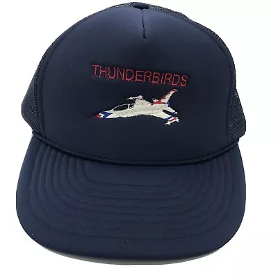 Vintage Thunderbirds Air Force USAF Snapback Hat Blue Nissin Airplane Jet Pilot • $7.99