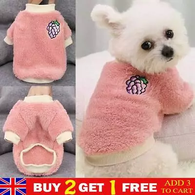 Dog Pet Fleece Sweater Coat Clothes Puppy Warm Jumper Yorkie Chihuahua Small Cat • £6.59