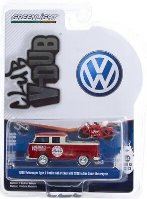 1/64 Greenlight Club V-DUB 1968 Volkswagen Type 2 Double Cab Pickup Indian Scout • $6.99