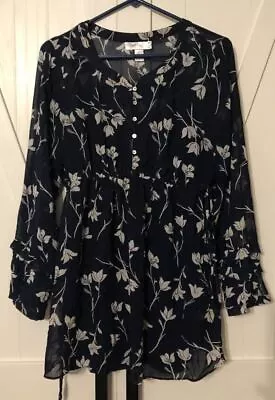 Motherhood Maternity Top Blouse Womens Size Large Floral Cami Chiffon Blue White • $27.77